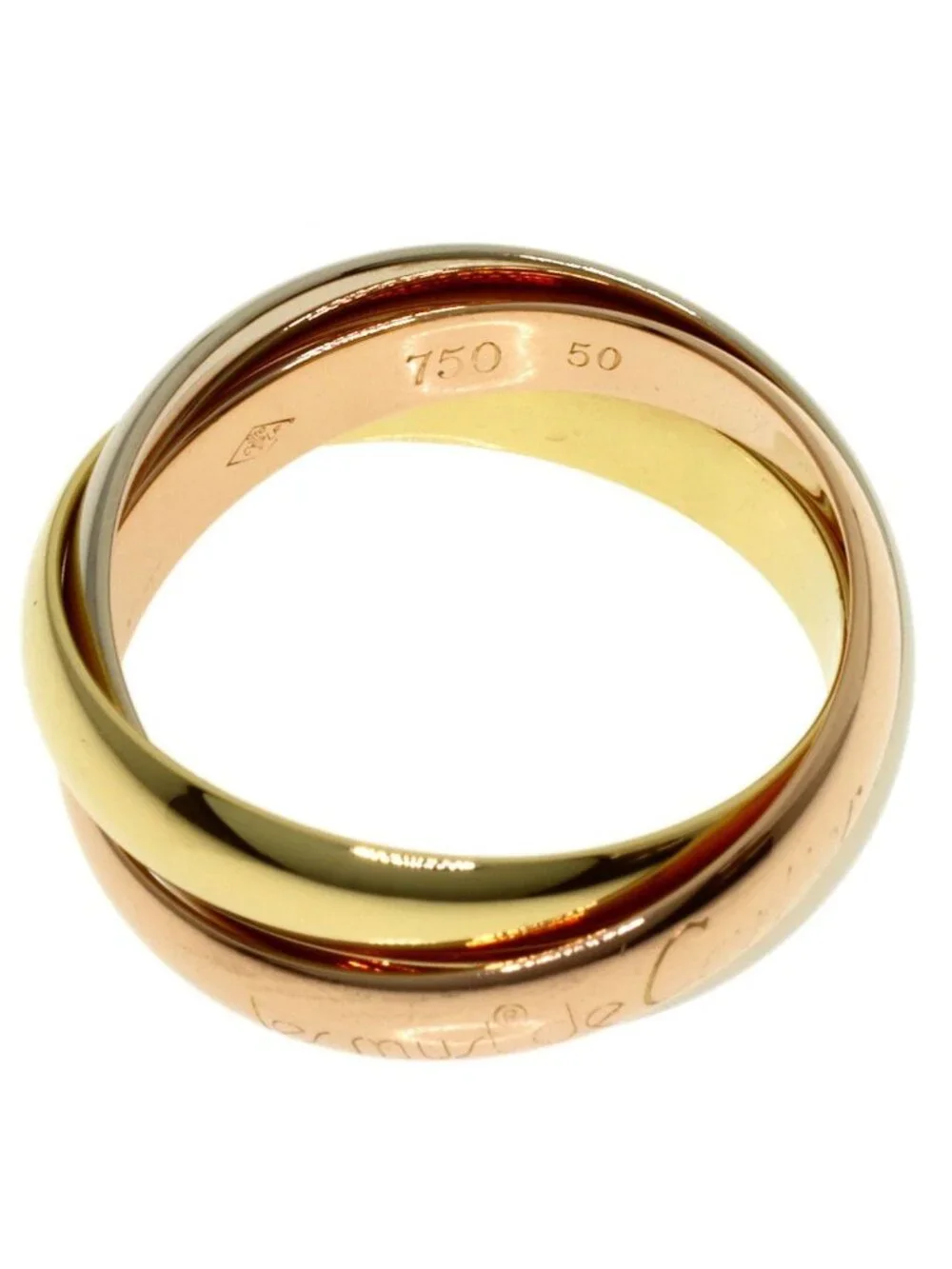 Cartier Trinity 50 Ring 18k Yellow Gold 18k White Pink